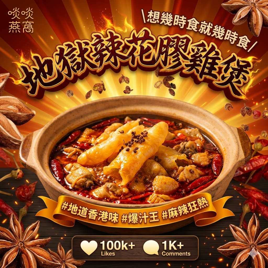 【新品特價】HH - 地獄辣花膠雞煲(花膠單獨裝)(請謹慎落醬)