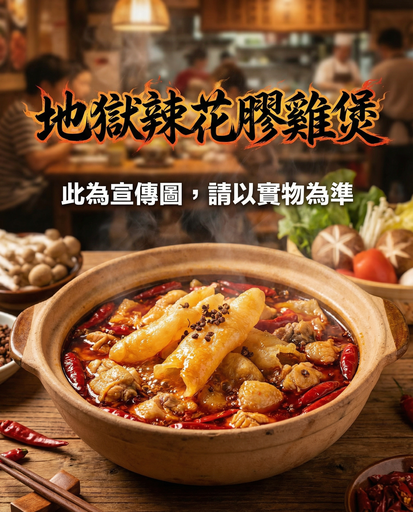 【新品特價】HH-地獄辣花膠雞煲 (花膠單獨裝)（請謹慎落醬）