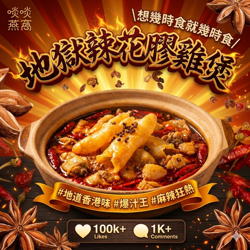 🔥【新品特價】HH - 地獄辣花膠雞煲(花膠單獨裝)✨(請謹慎落醬)